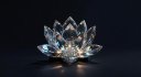 Crystal glass lotus flower icon on dark background