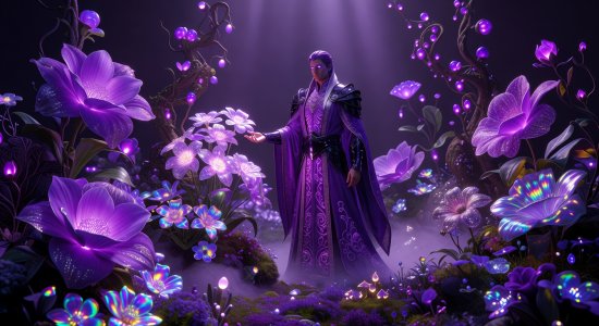 Beautiful glowing purple garden representing our vision